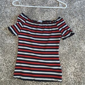 Cute off the shoulder striped shirt
